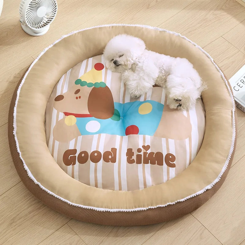 Cooling Summer Pet Bed – Round Ice Silk Cushion for Dogs & Cats
