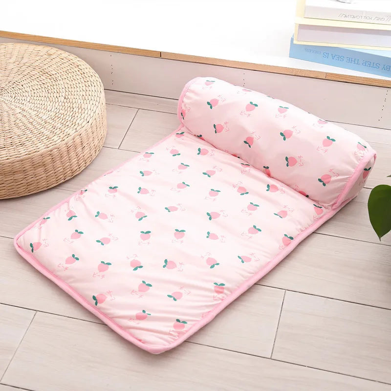 Cooling Pet Mat with Pillow – Summer Bed for Cats & Small Dogs | Anti-Slip & Breathable
