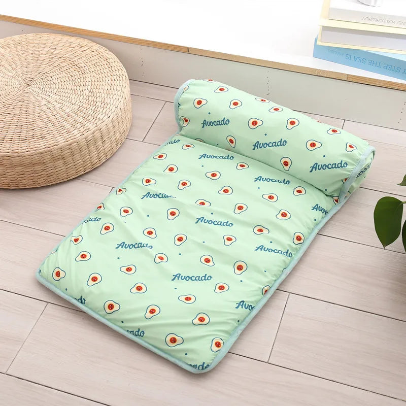 Cooling Pet Mat with Pillow – Summer Bed for Cats & Small Dogs | Anti-Slip & Breathable