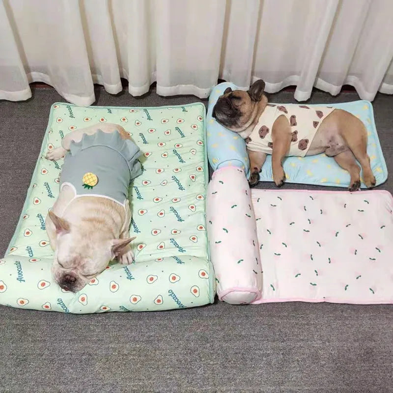 Cooling Pet Mat with Pillow – Summer Bed for Cats & Small Dogs | Anti-Slip & Breathable