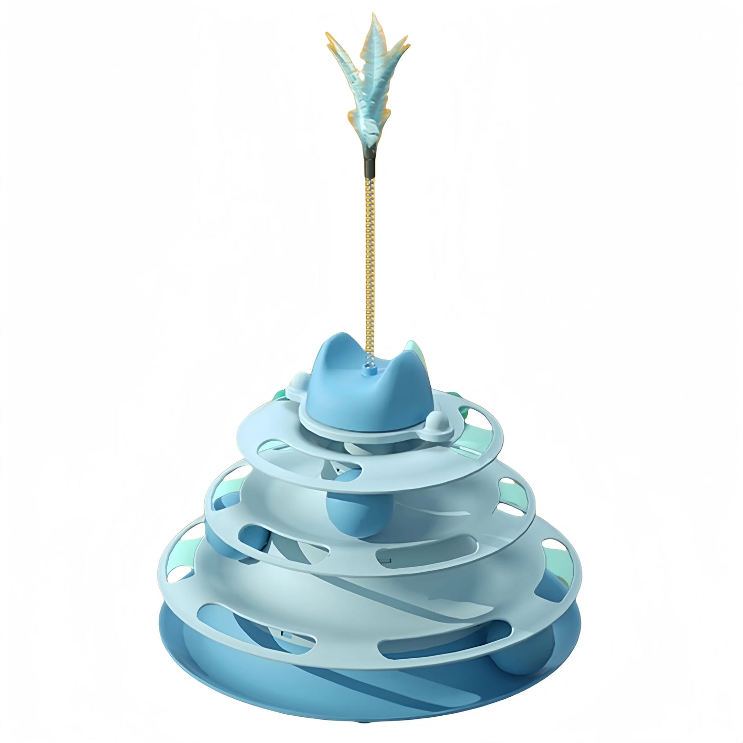 Interactive Cat Toy – 4-Layer Track Ball Tower with Feather Stick