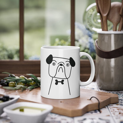 Cute dog Bulldog mug, white, 325 ml / 11 oz Coffee mug, tea mug